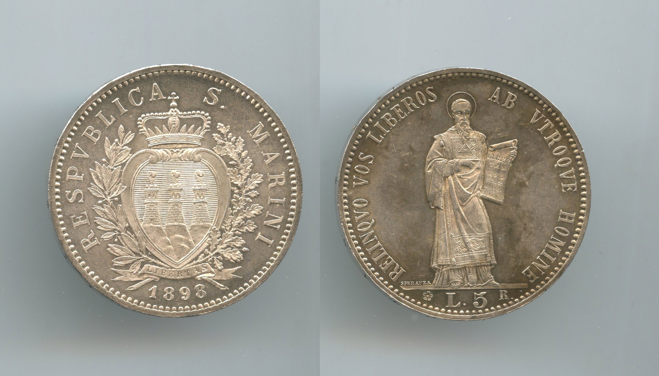 SAN MARINO, 5 Lire 1898